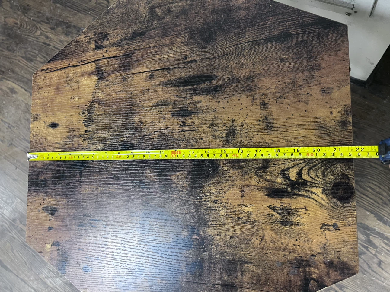 Hexagonal Side Table - Rustic Wood Look - photo 5