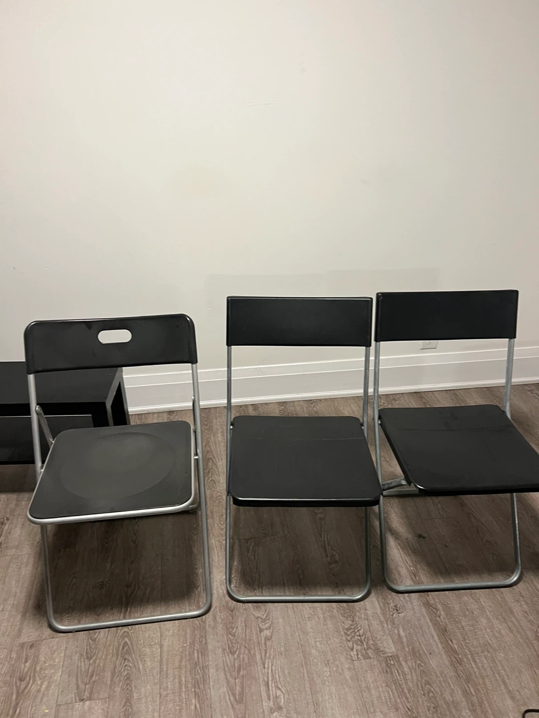 3 IKEA GUNDE Folding Chair - Black