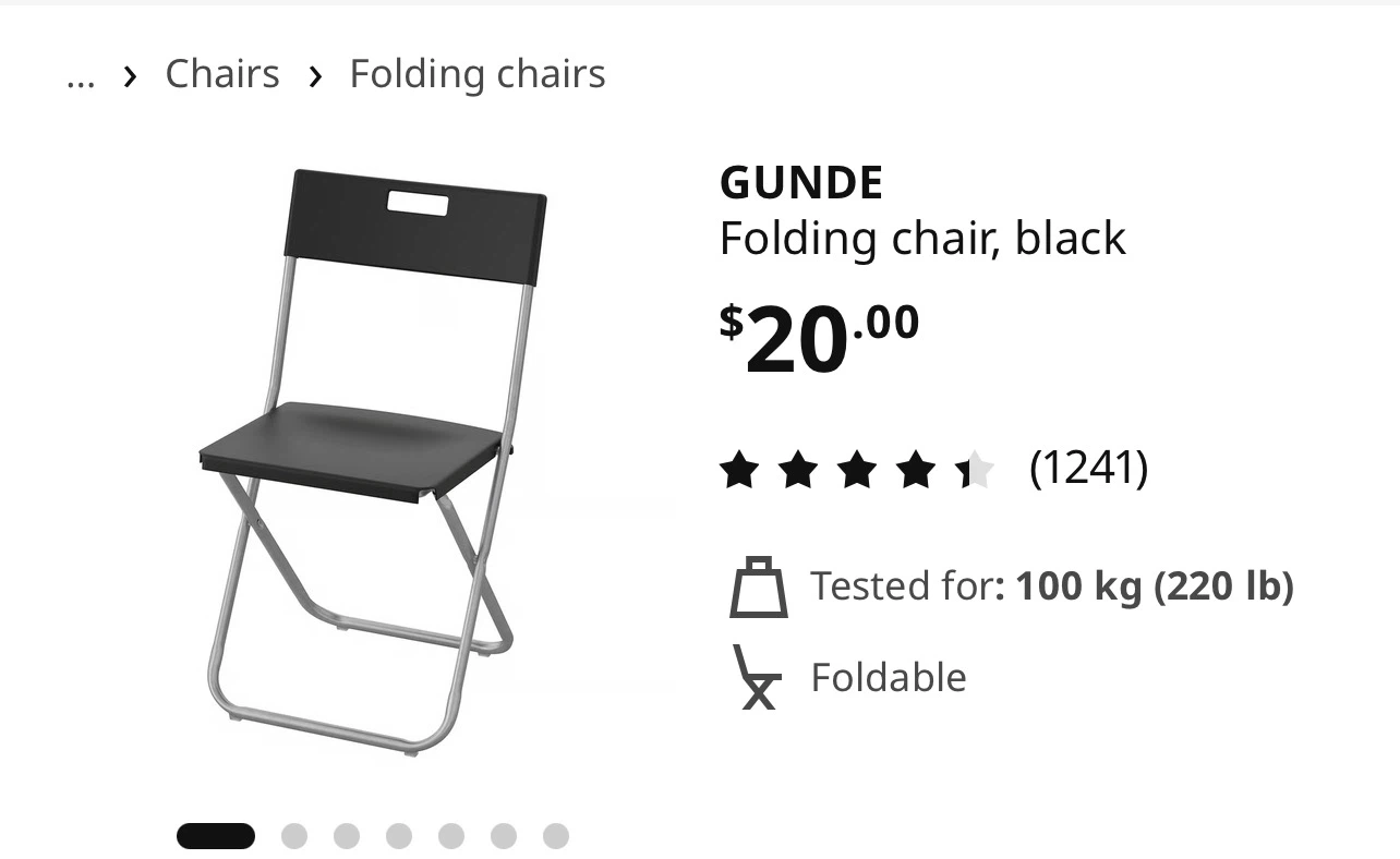 3 IKEA GUNDE Folding Chair - Black - photo 5