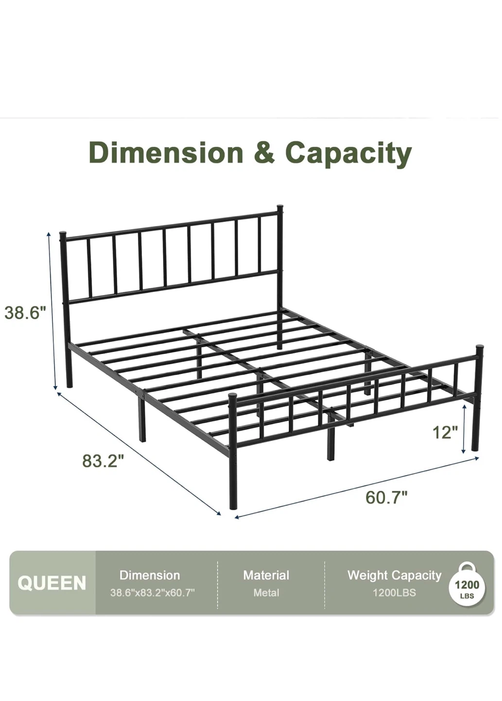 Queen Size Metal Bed Frame
