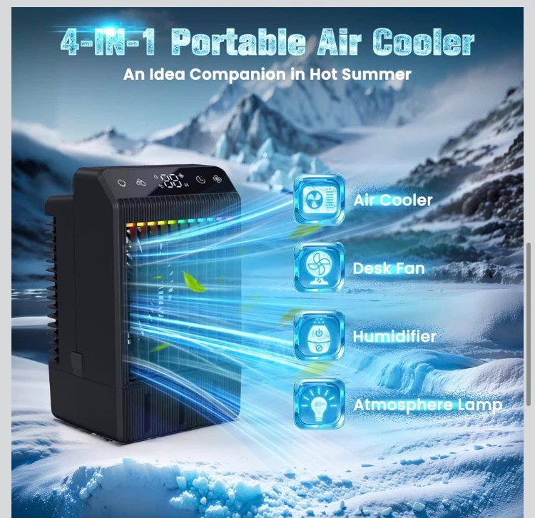 4-in-1 Portable Air Cooler Black - photo 4