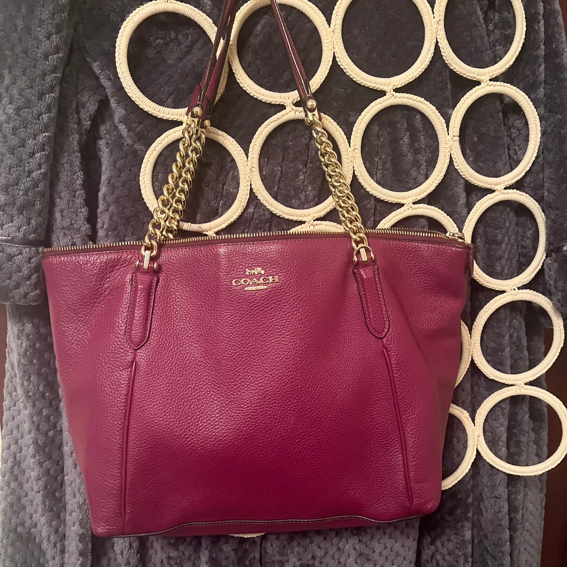 Authentic Coach Burgundy leather tote bag