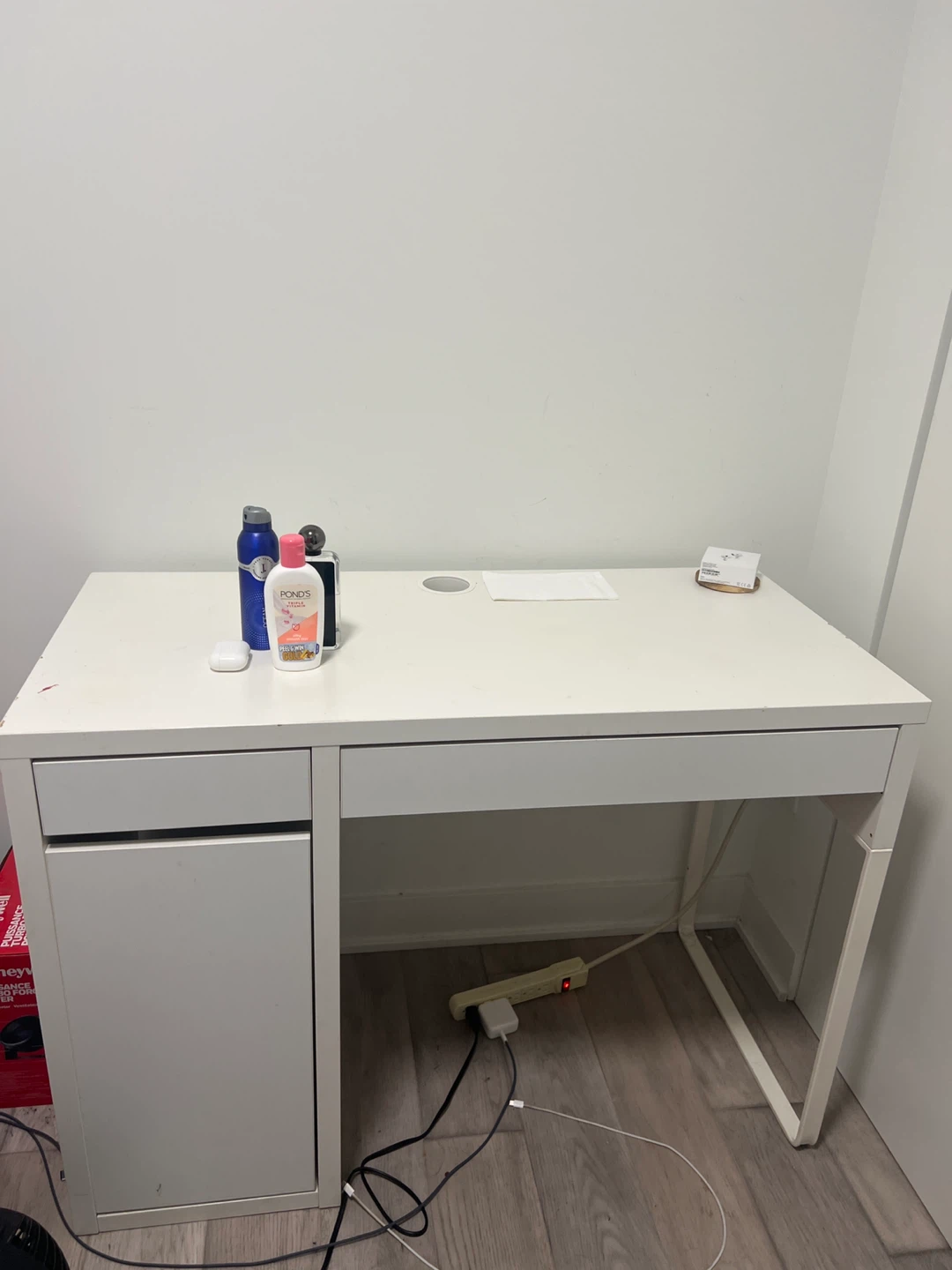 White Ikea Desk with Drawers