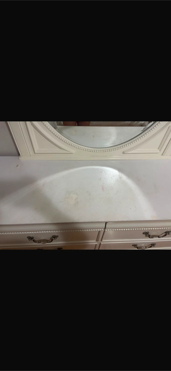 White ornate dresser with mirror and nightstand - photo 2