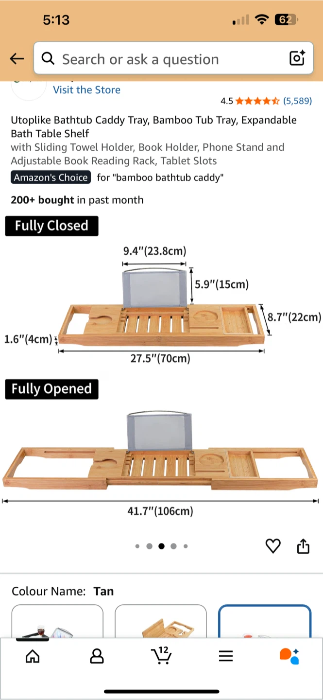 Bathtub Caddy Tray, Expandable Bamboo Tub Table Shelf - photo 3