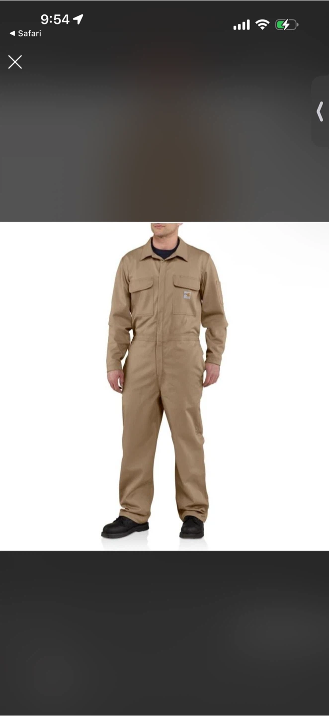 Carhartt FR Tan Long Sleeve Work Jumpsuit Size 38 REG