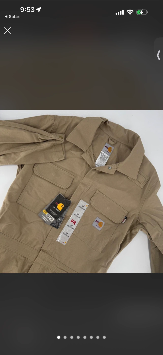 Carhartt FR Tan Long Sleeve Work Jumpsuit Size 38 REG - photo 3