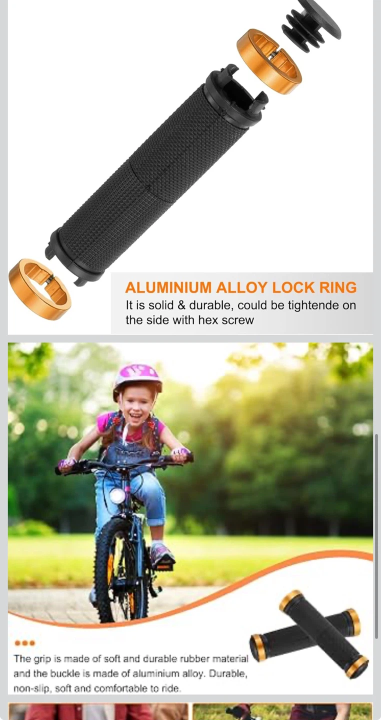2 Pairs Bike Handlebar Grips with Aluminium Lock Ring - photo 3