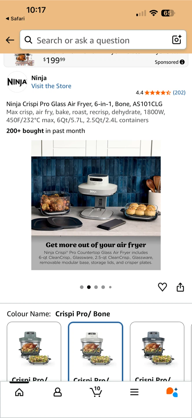Brand New Ninja Crispi Pro Glass Air Fryer 6-in-1 Bone - photo 3