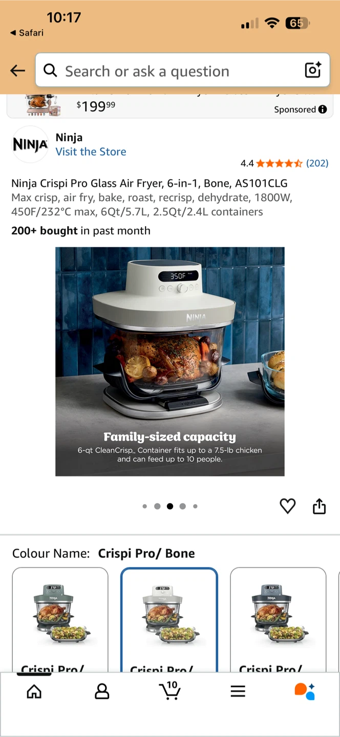 Brand New Ninja Crispi Pro Glass Air Fryer 6-in-1 Bone - photo 4