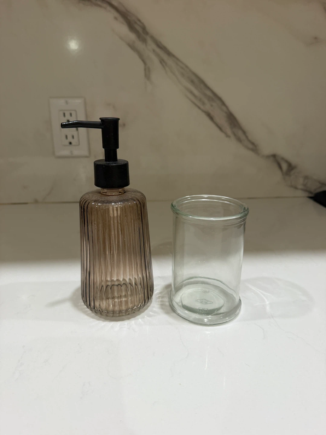 Glass Soap Dispenser + Tumbler Set