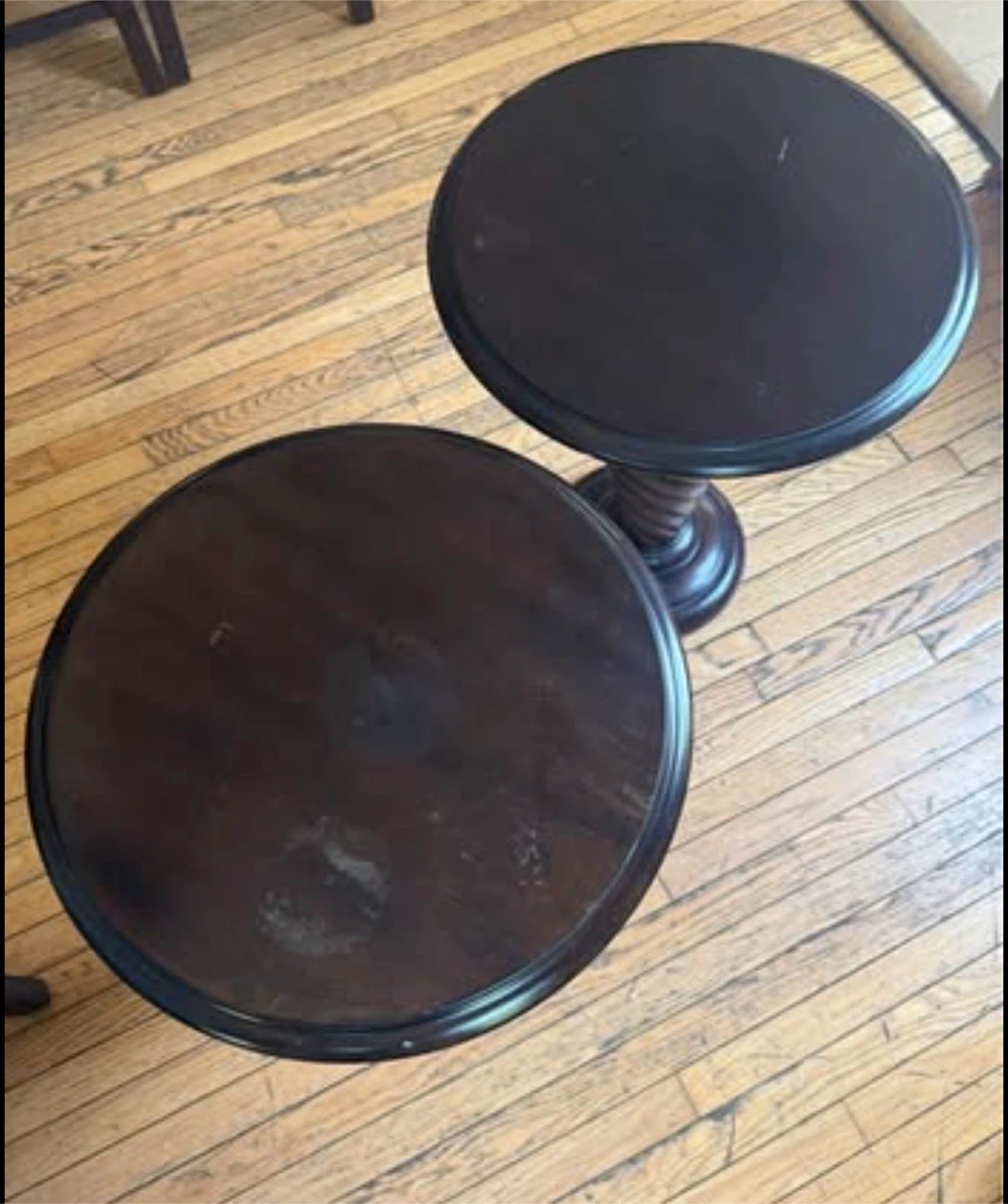 Solid Wood Pedestal End Tables – Set of 2 | Espresso Finish - photo 2