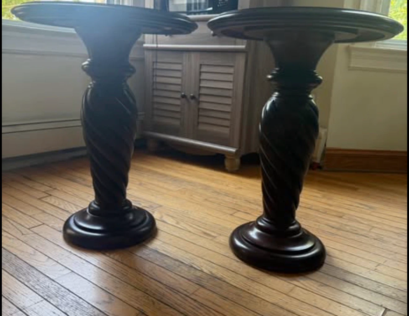 Solid Wood Pedestal End Tables – Set of 2 | Espresso Finish - photo 3