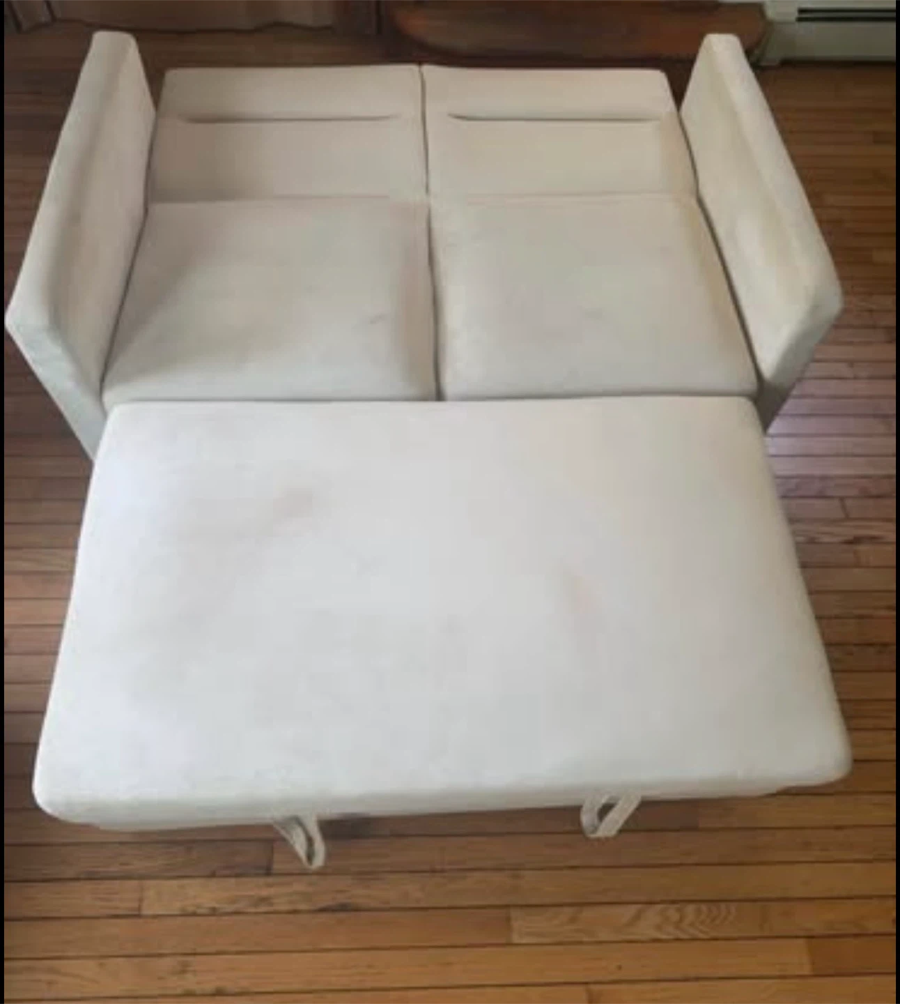 Modern White Convertible Sleeper Loveseat with Pull-Out Bed