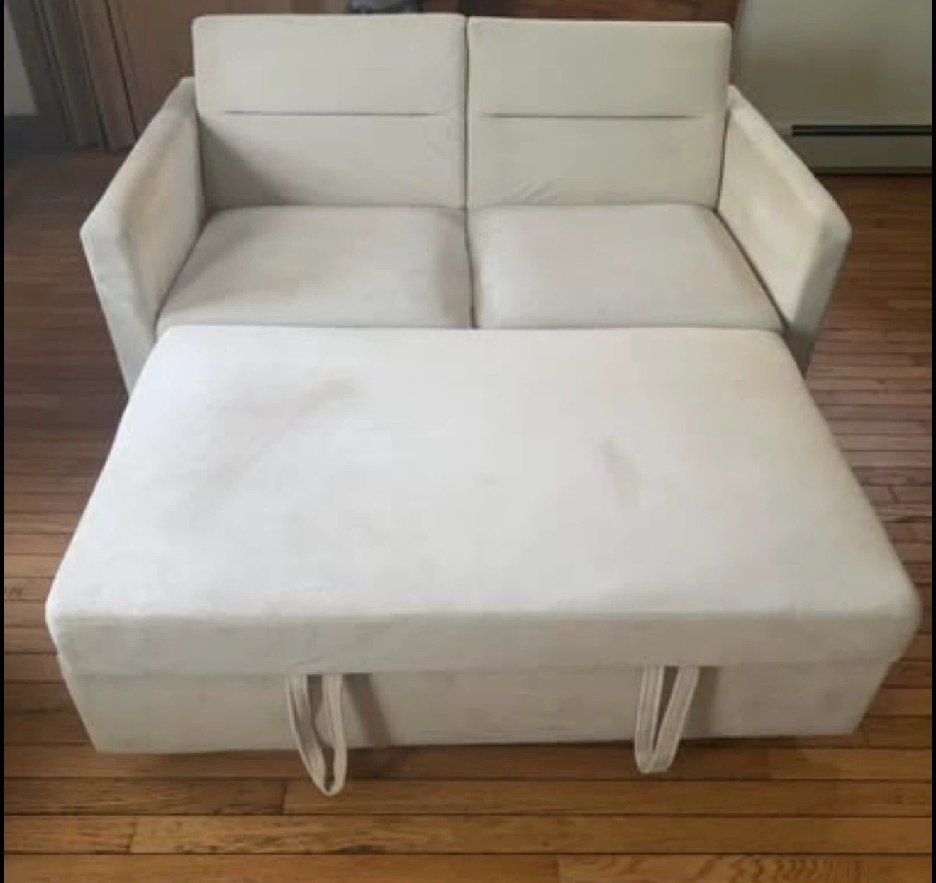 Modern White Convertible Sleeper Loveseat with Pull-Out Bed - photo 2