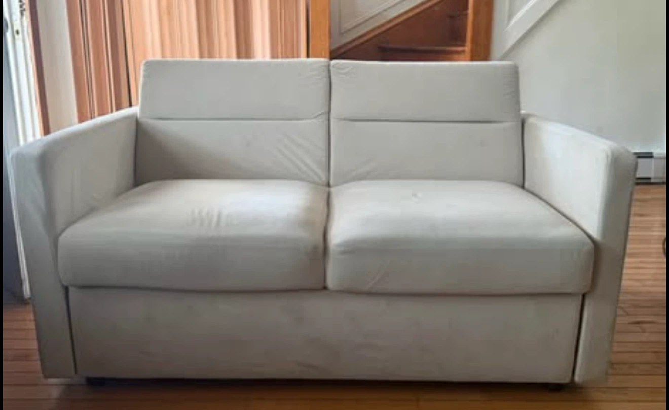 Modern White Convertible Sleeper Loveseat with Pull-Out Bed - photo 3