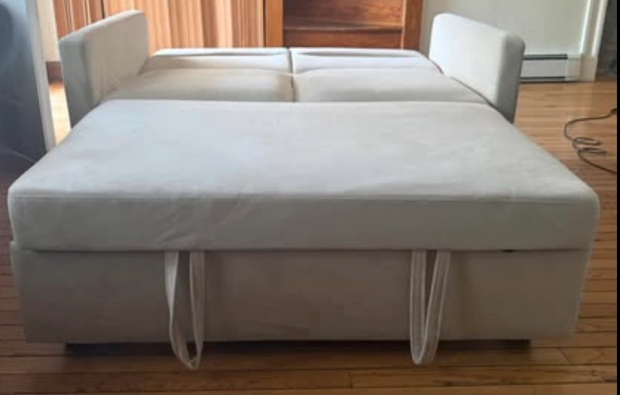 Modern White Convertible Sleeper Loveseat with Pull-Out Bed - photo 5