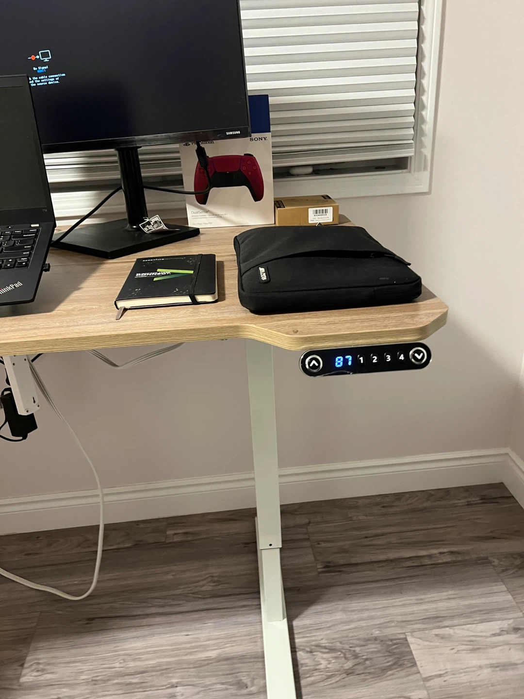 Oak wood finish electric standing desk