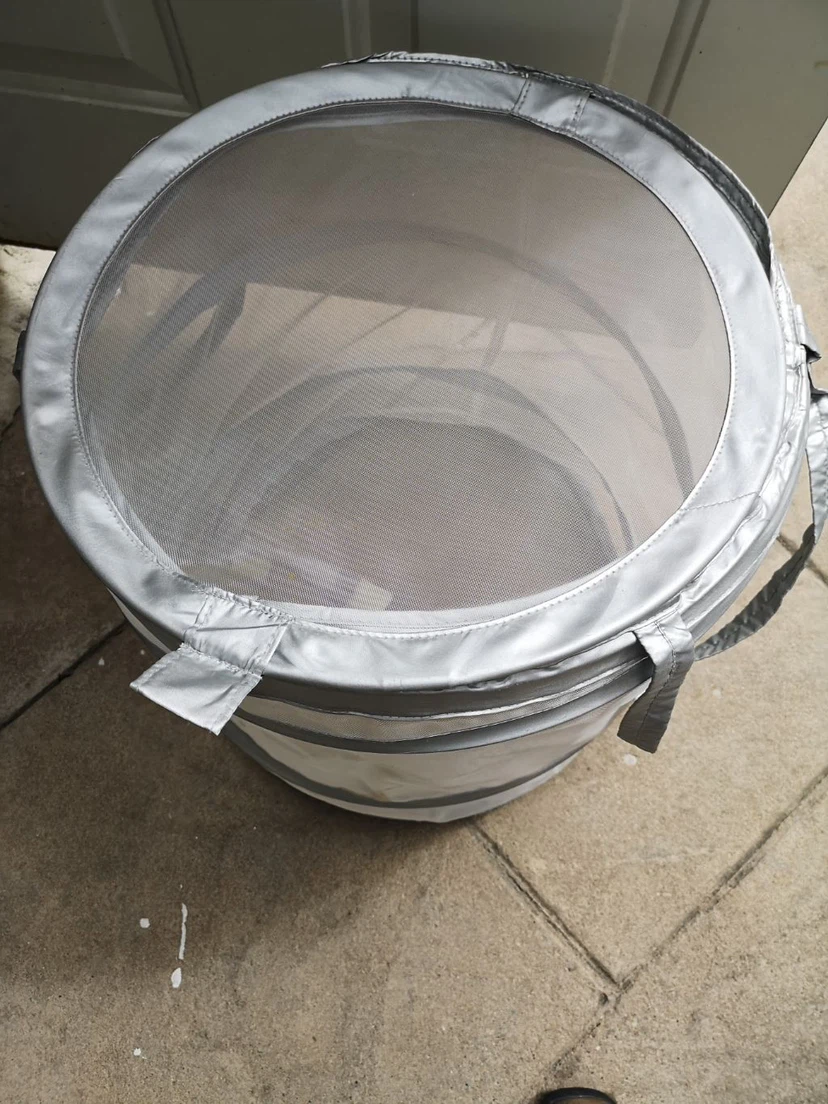 Silver pop-up mesh laundry hamper