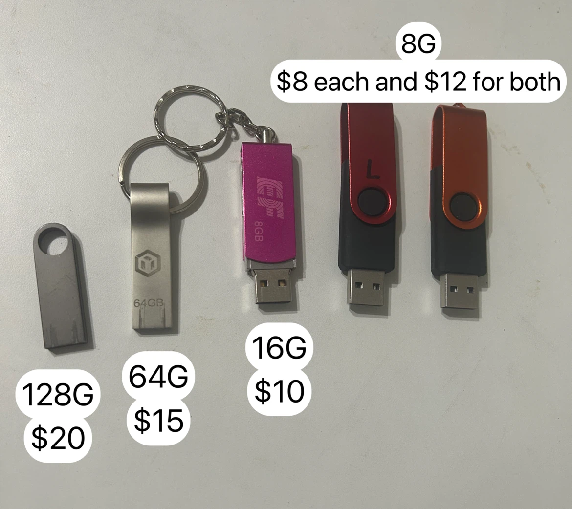 USB Flash Drives - 8GB, 64GB, 128GB, 16GB