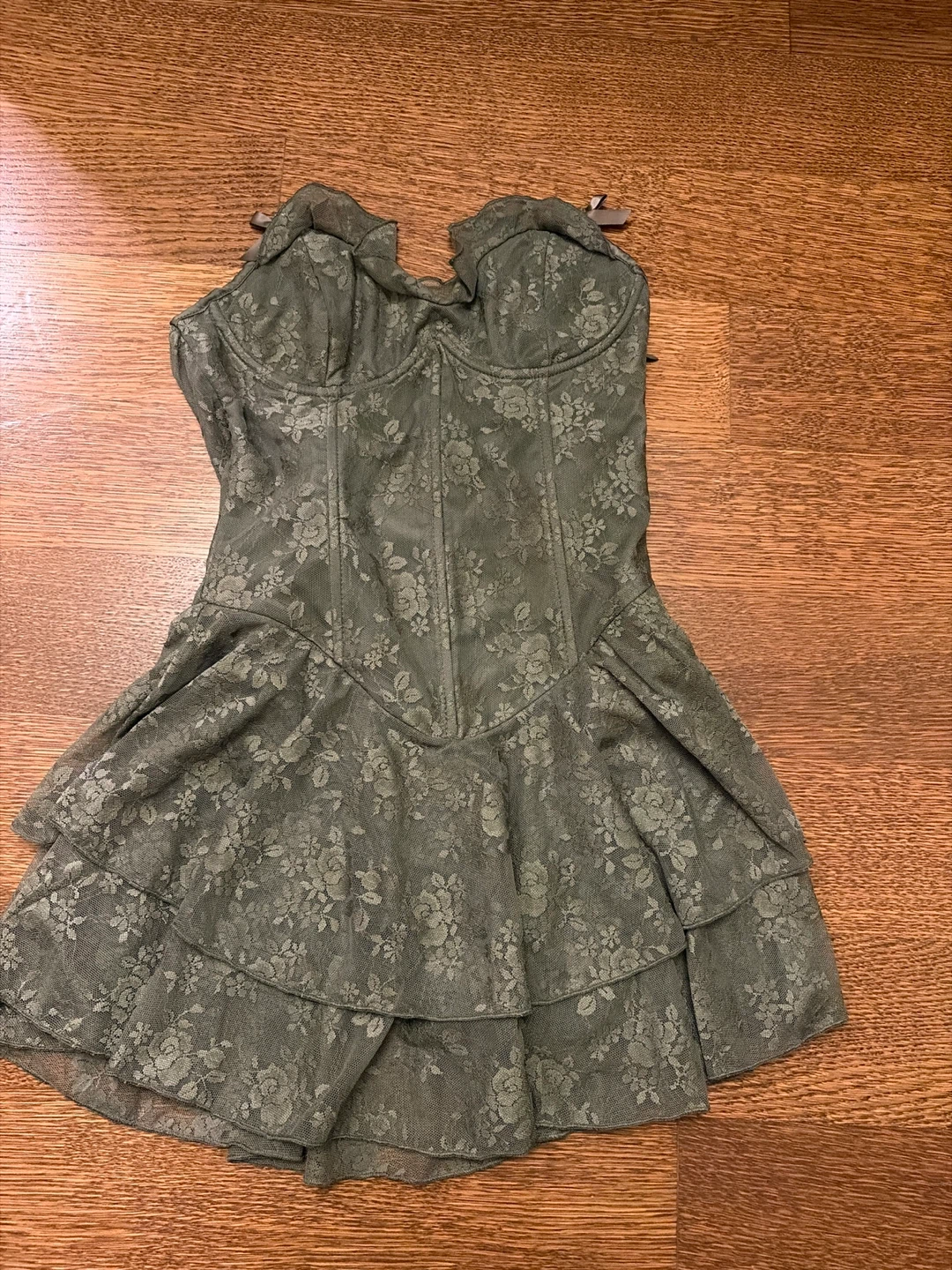 Outcast Sage Green Lace Corset Dress
