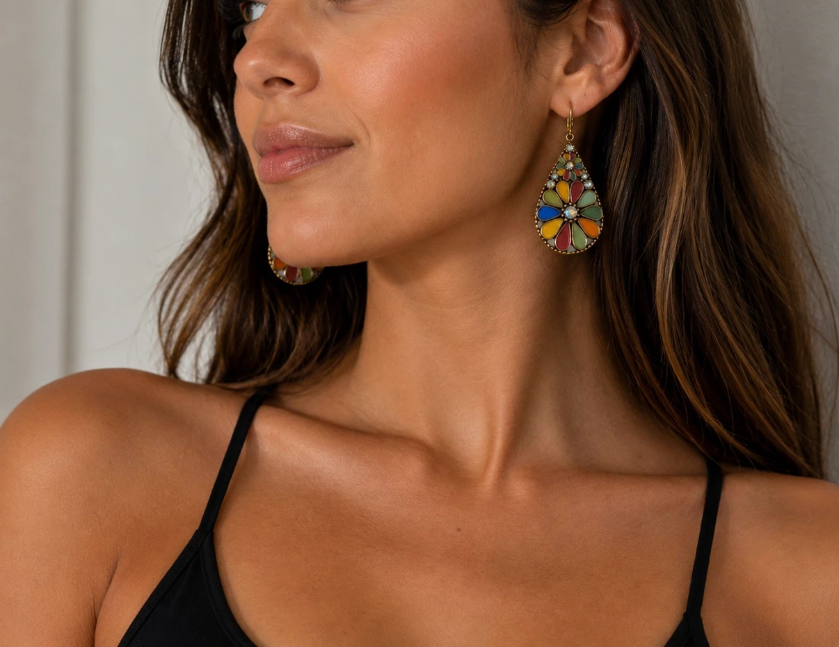 Colourful Bohemian Teardrop Earrings - photo 3