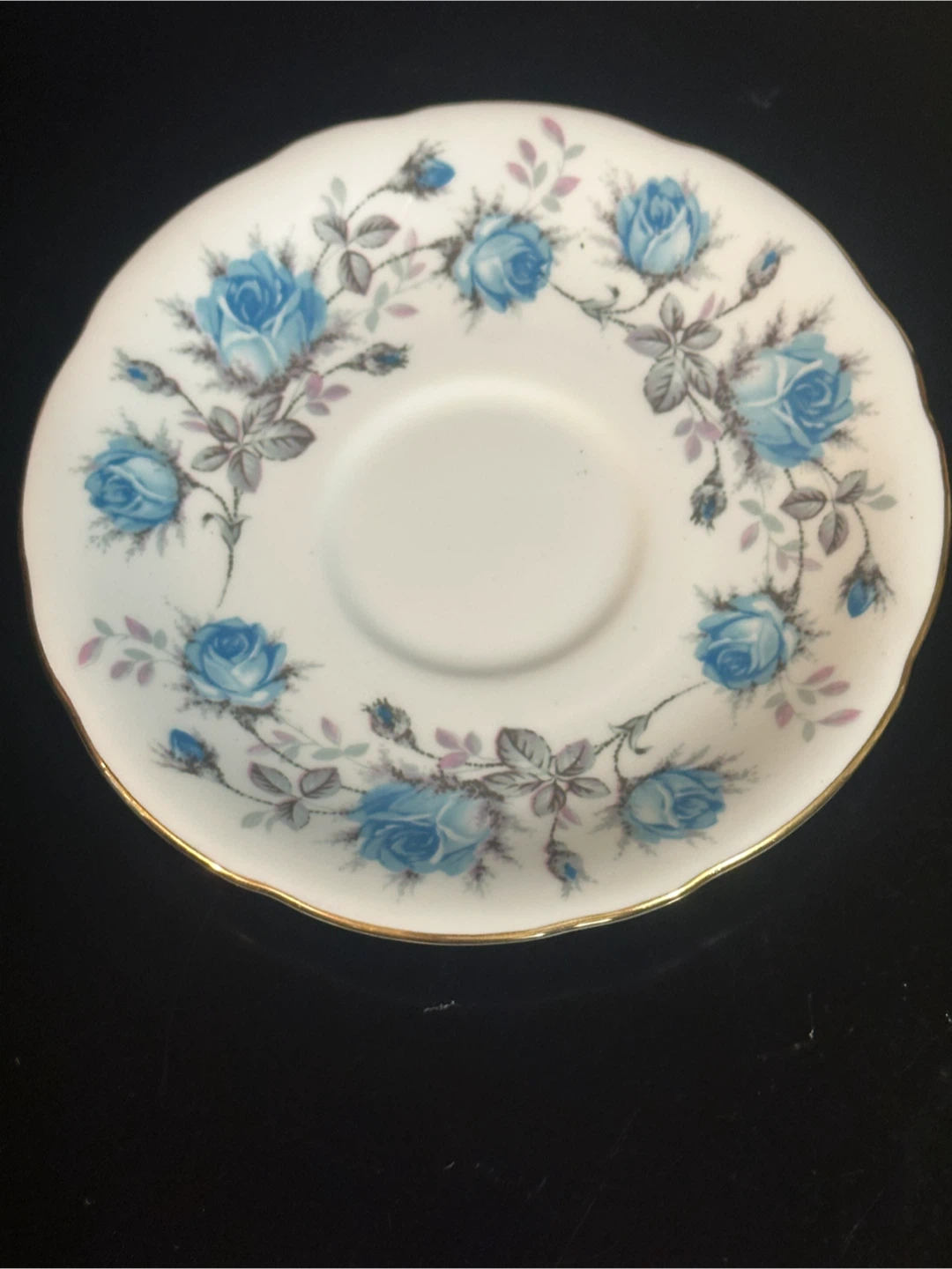Vintage Aynsley Blue Roses Corset Teacup & Saucer Set - photo 5