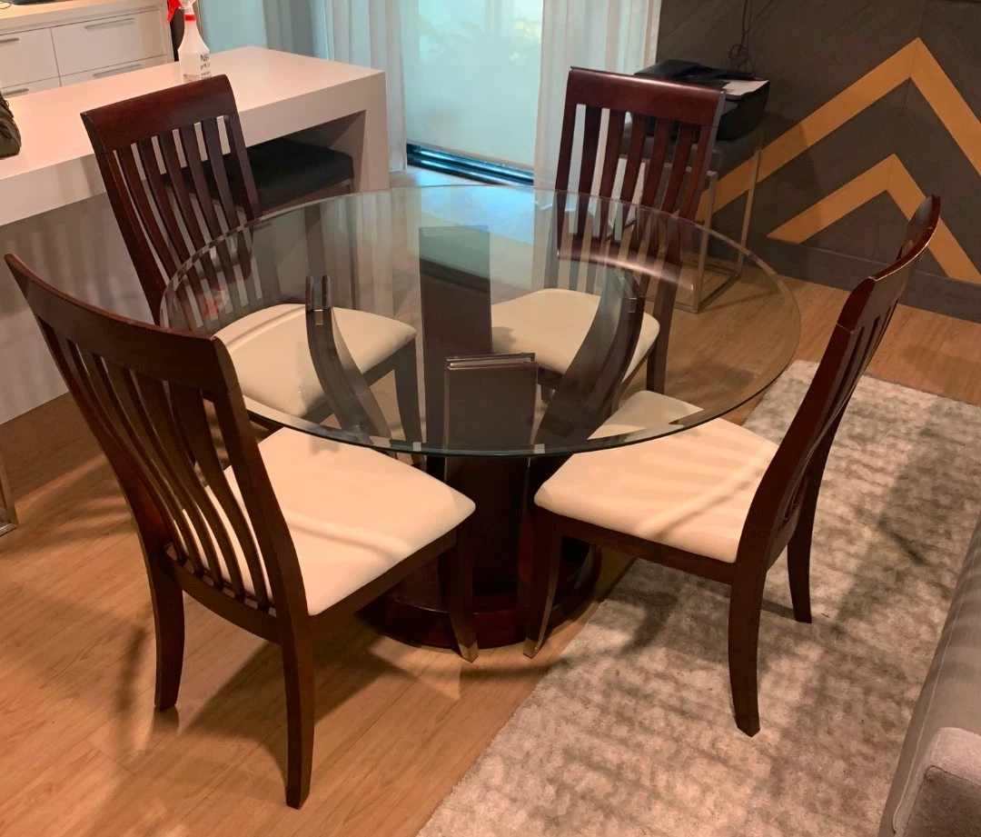Glass table with chairs