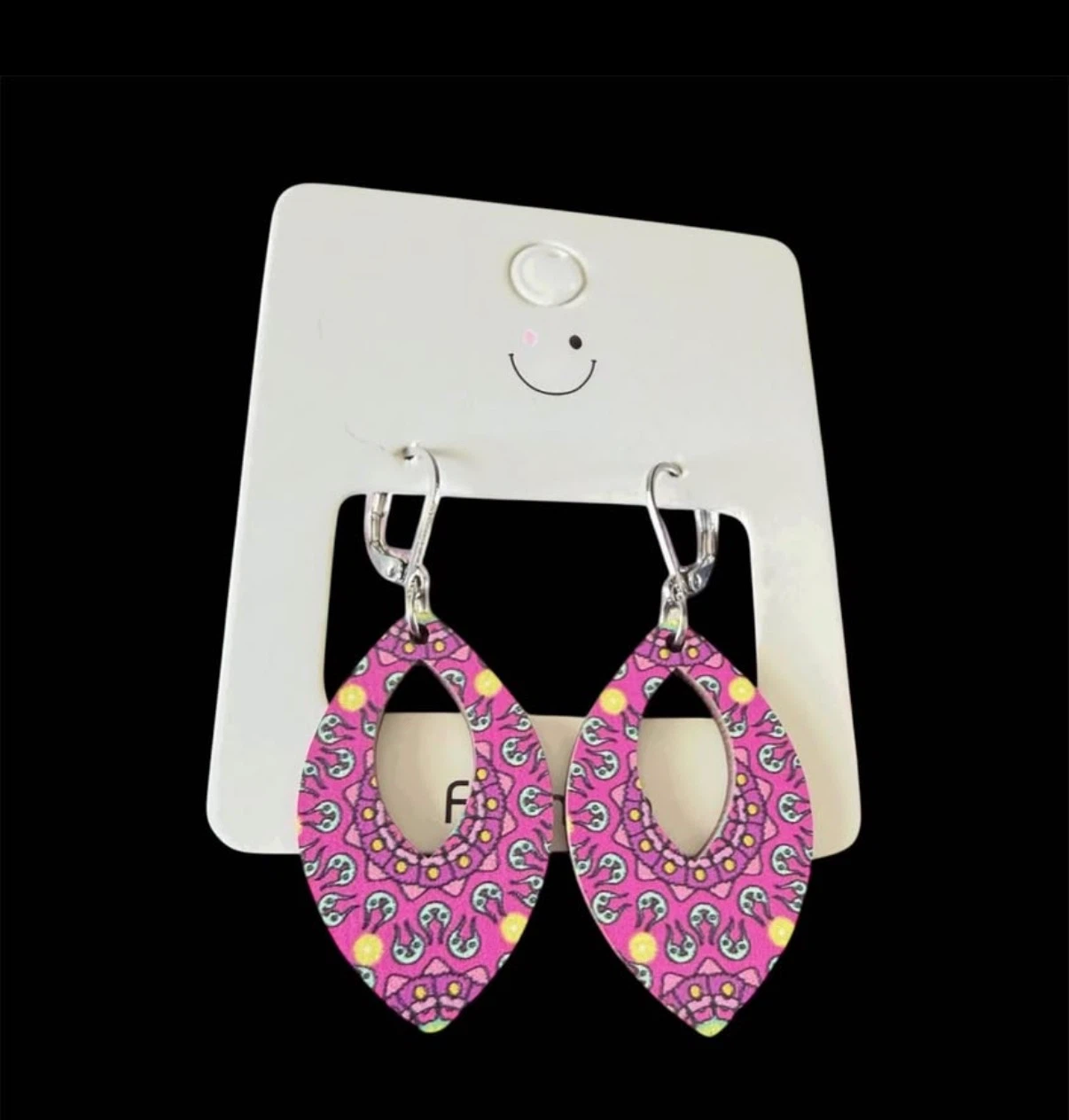 Pink Oval Dangle Earrings