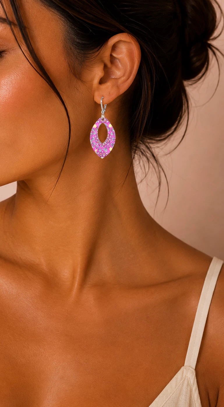 Pink Oval Dangle Earrings - photo 3