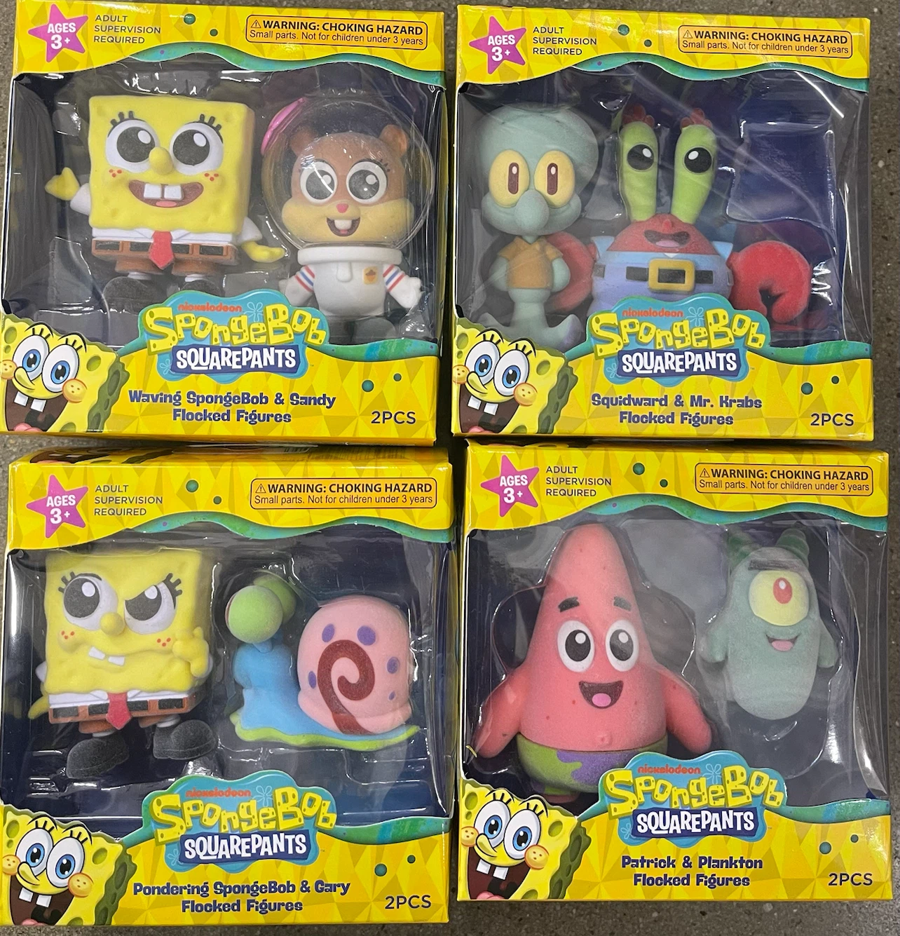 Lote 4 SpongeBob SquarePants Flocked Figures (2-Pack)