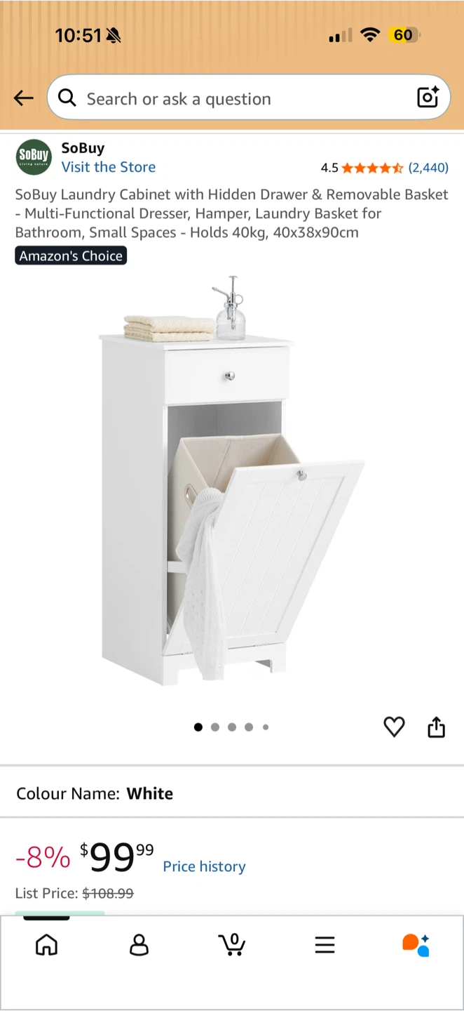 SoBuy Laundry Cabinet with Hidden Drawer - photo 2