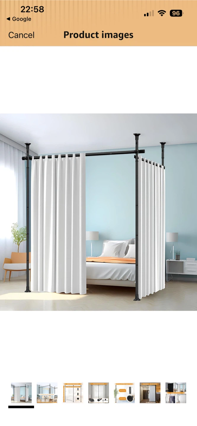 No Drill Tension Rod Curtain Rod Room Divider - photo 2