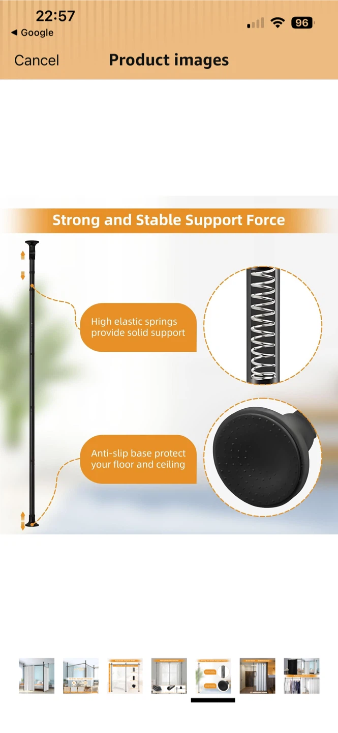 No Drill Tension Rod Curtain Rod Room Divider - photo 4