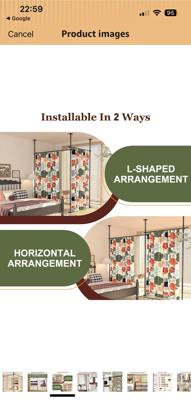 No Drill Tension Rod Curtain Rod Room Divider - photo 5