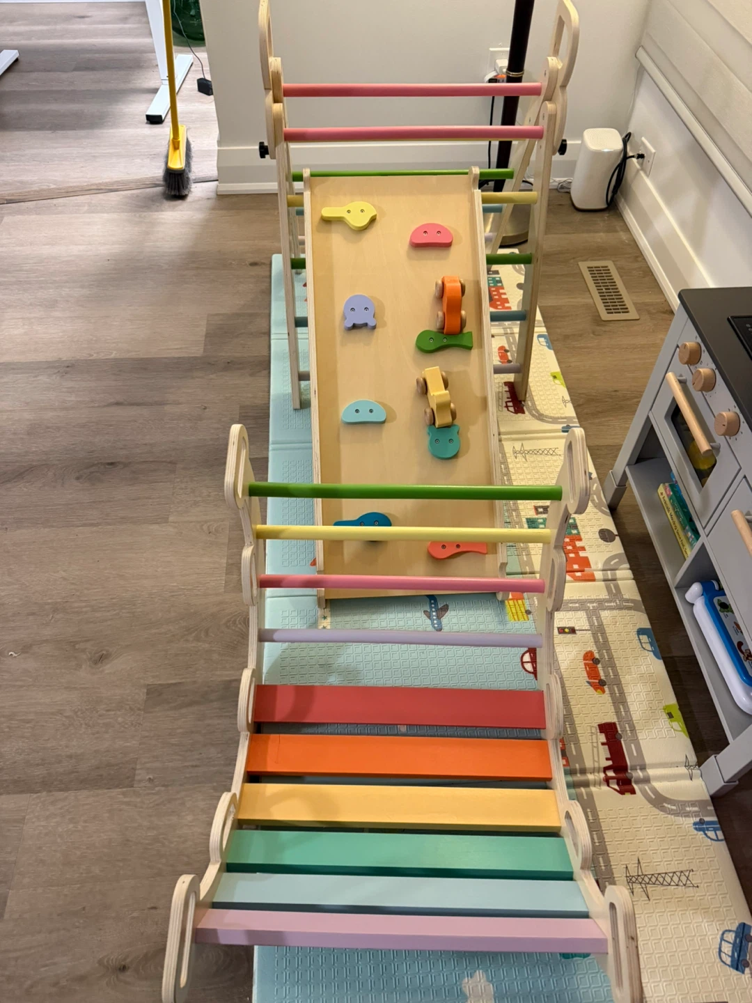 Pikler play set | Wooden Climber with Slide and Rainbow Rungs
