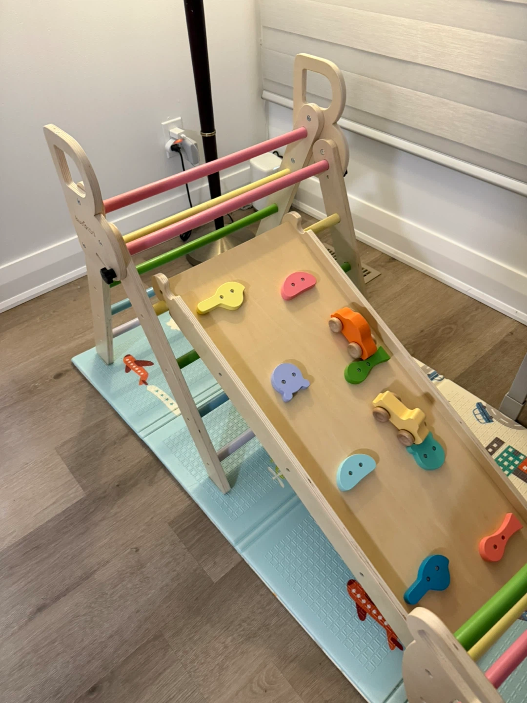 Pikler play set | Wooden Climber with Slide and Rainbow Rungs - photo 2
