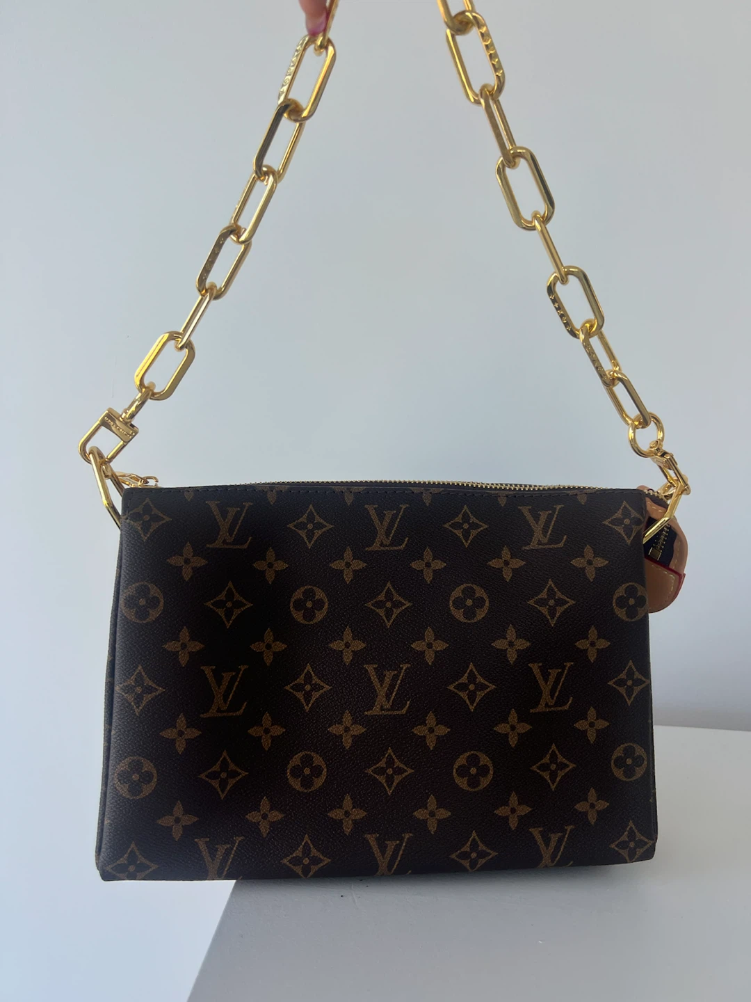 Louis Vuitton Monogram Pochette with Gold Chain