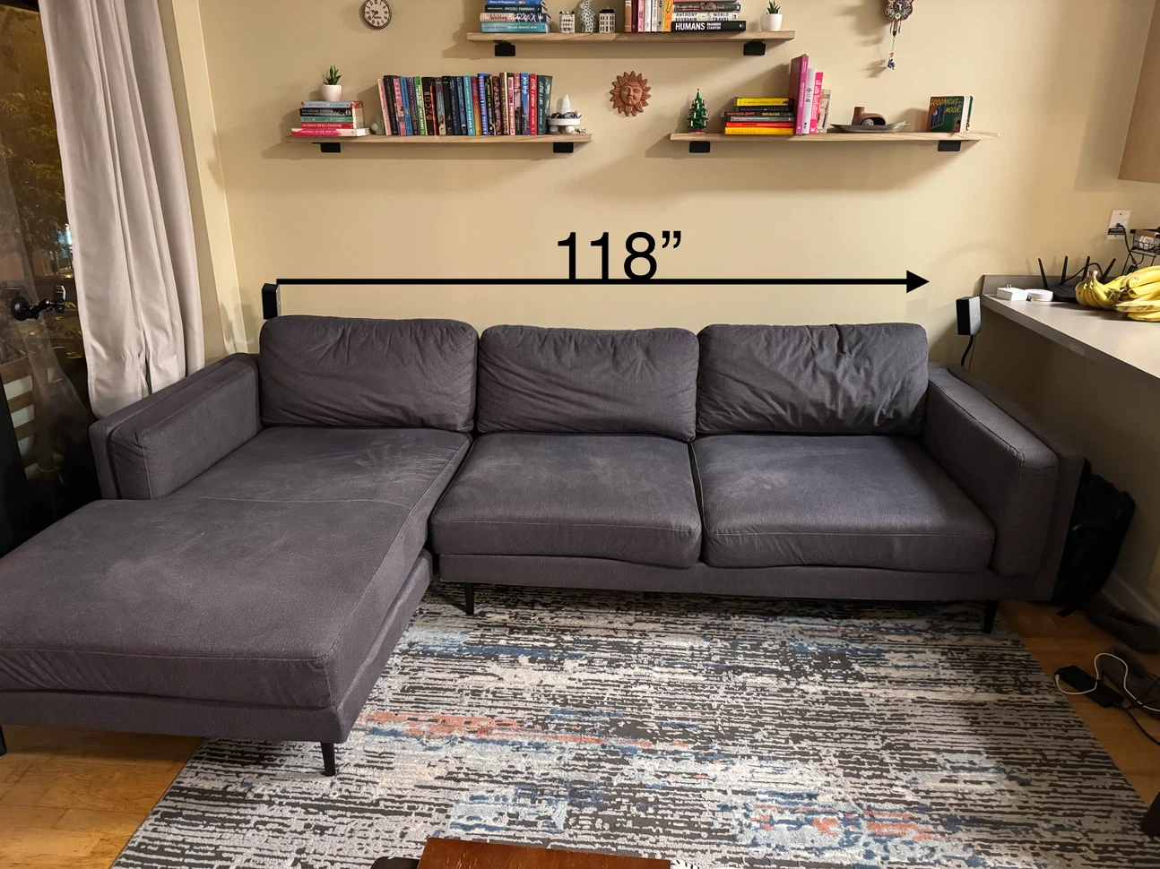 Dark Gray Sectional Sofa with Left Chaise - photo 4