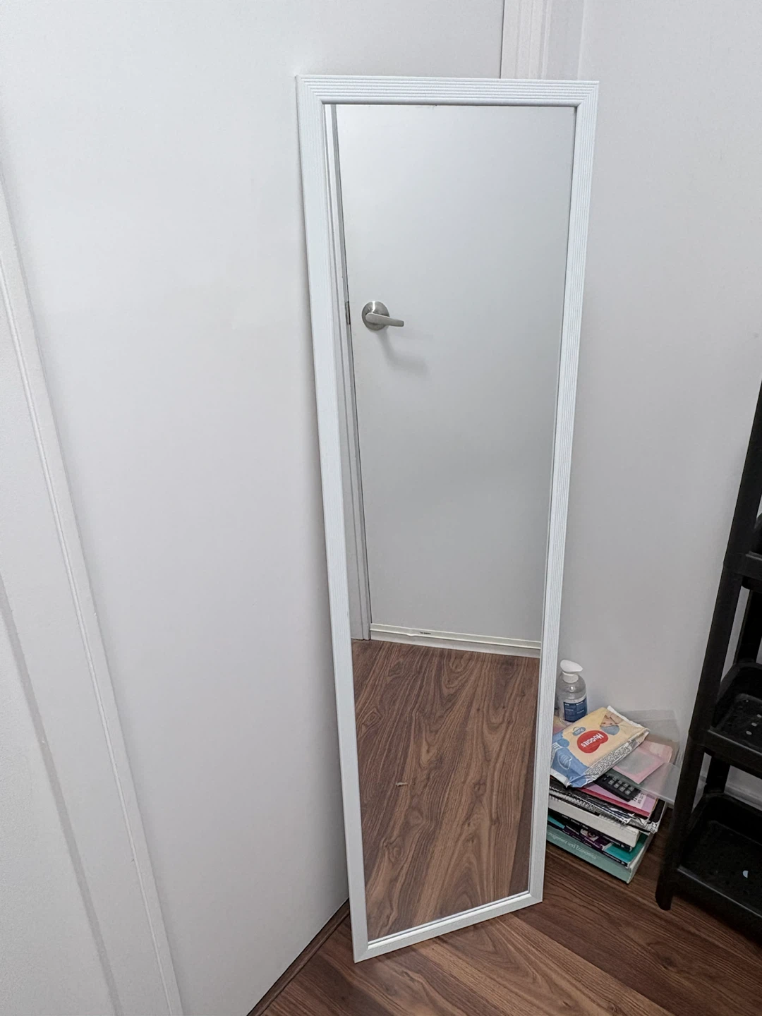 White framed full length mirror