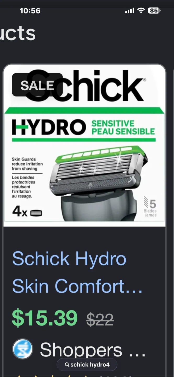 Schick Hydro Sensitive Razor Refills 4 Count