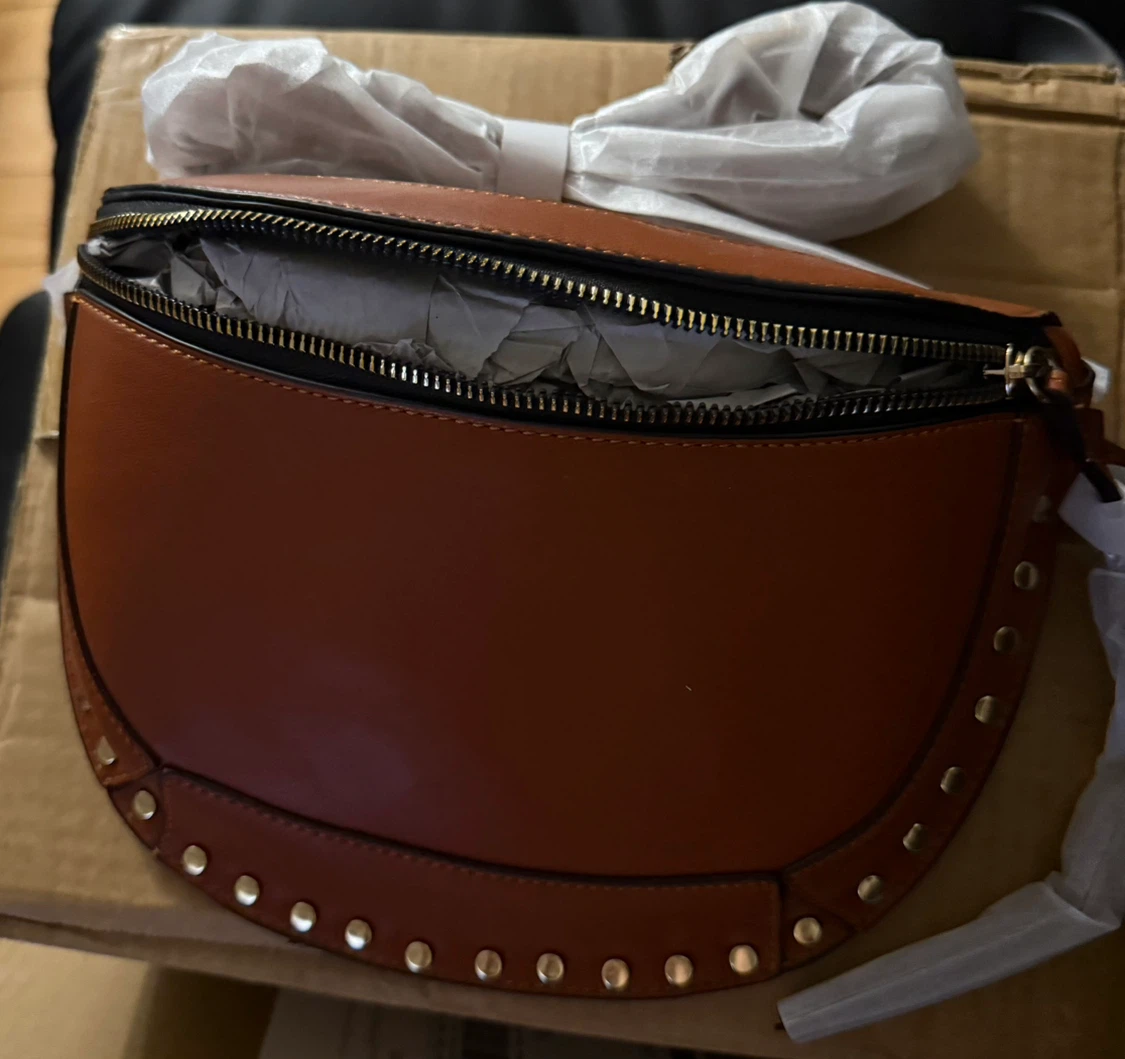 Brown studded crossbody bag