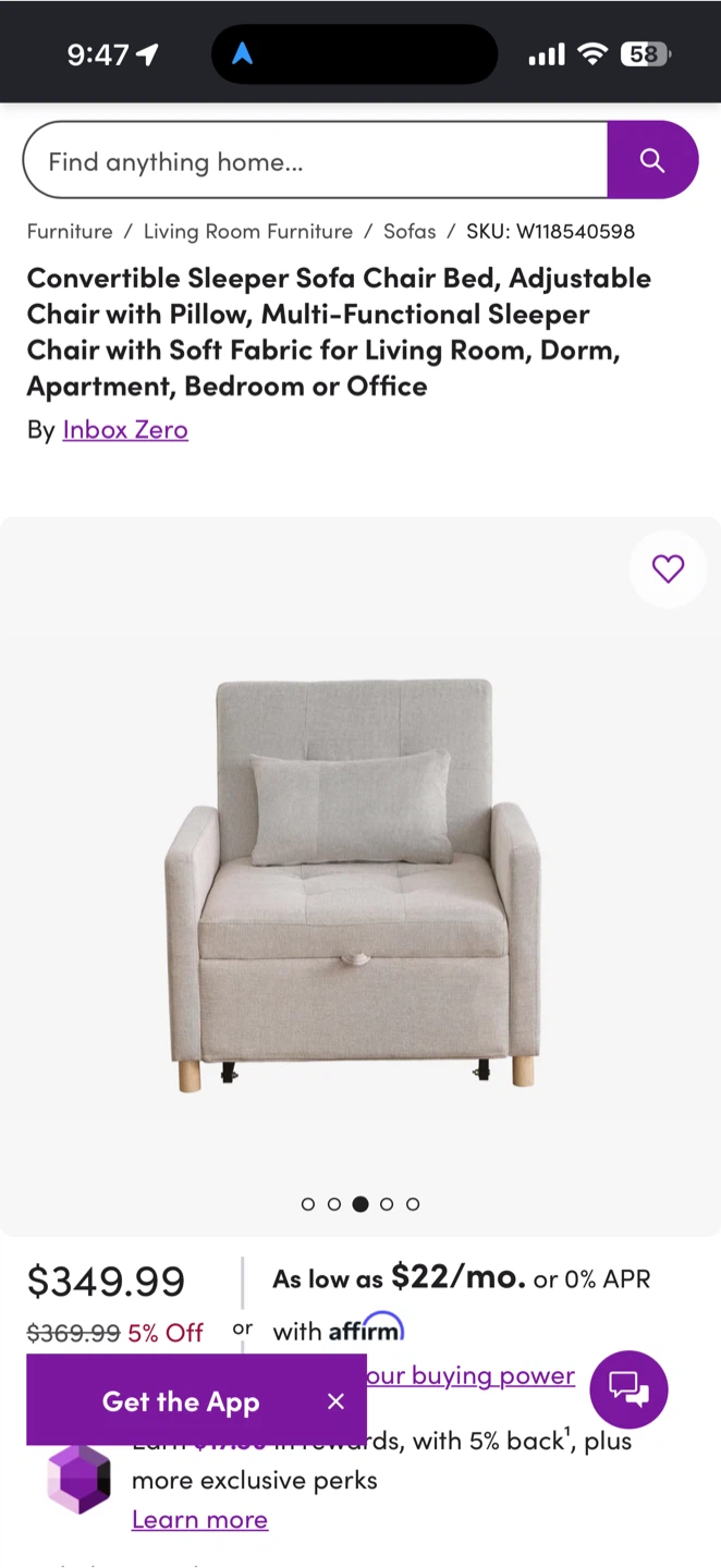 Convertible Sleeper Sofa Chair Bed - photo 4