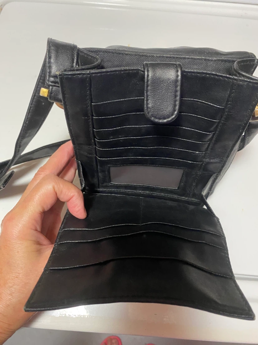 Black Leather Crossbody Bag with Organizer - photo 2