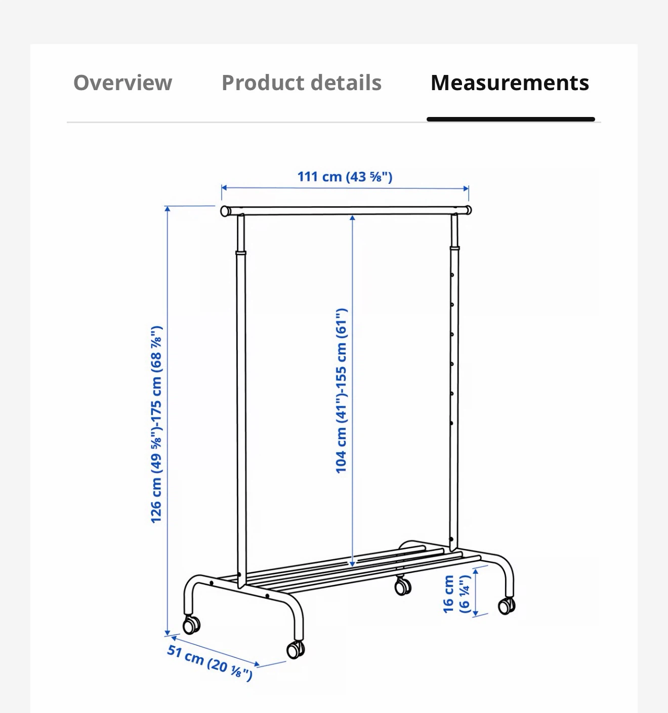 IKEA RIGGA Clothes Rack - White
