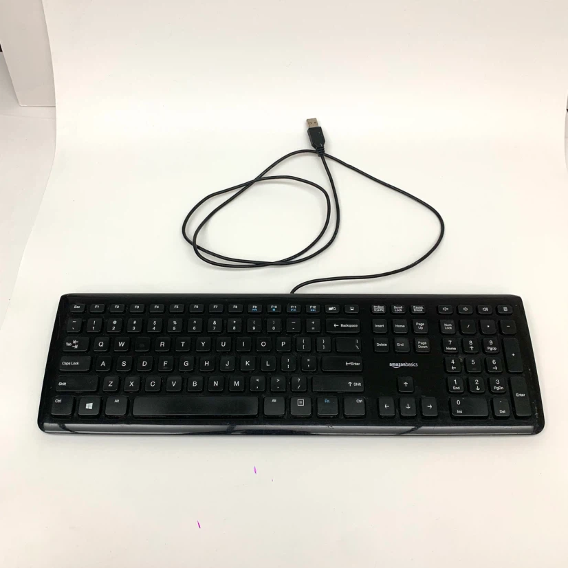 Wired USB Keyboard Full Size External Computer PC Laptop