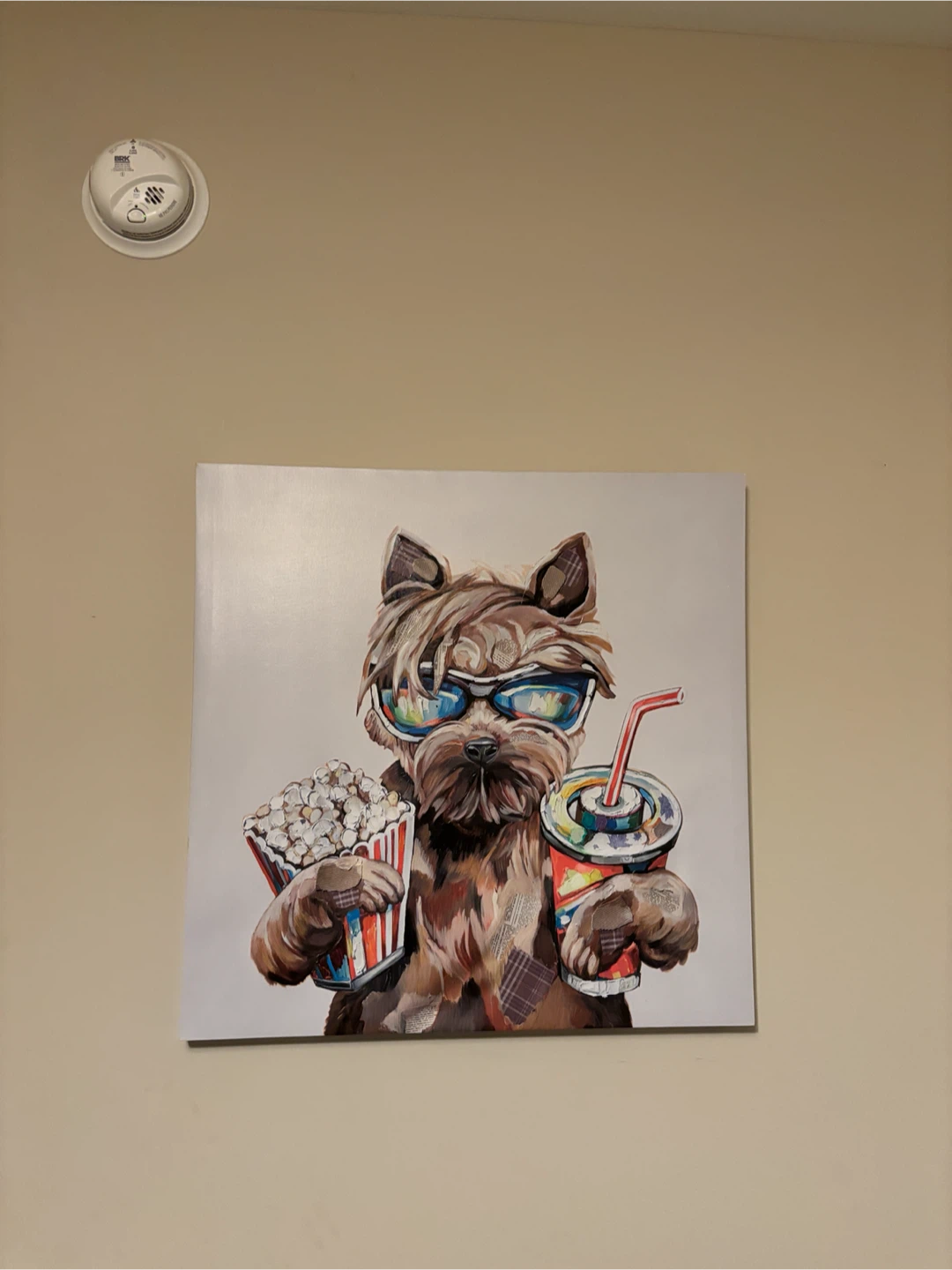 Canvas Print - Dog with Popcorn and Drink