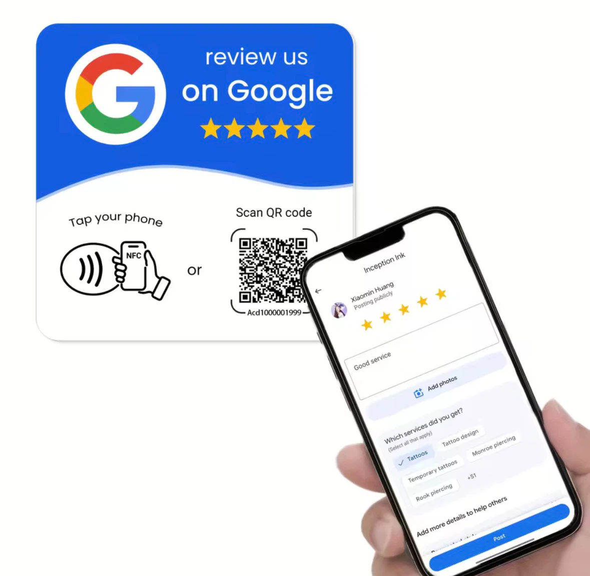 Google Review NFC and QR Code Sign - photo 5