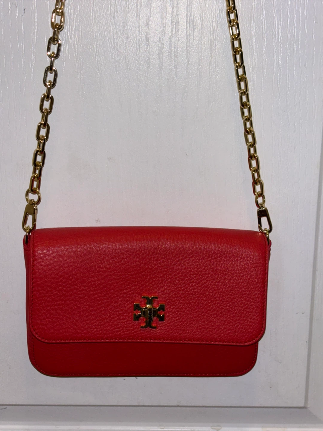 Tory Burch Red Leather Chain Crossbody Bag