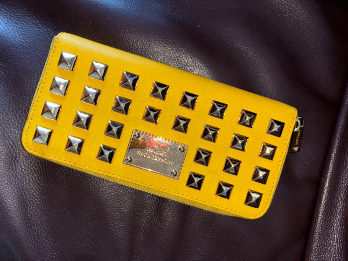 Michael Kors yellow studded wallet